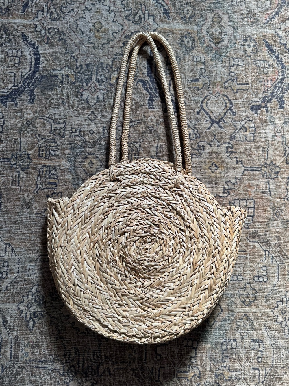 Natural Large Round Straw Summer Tote Bag Unbranded